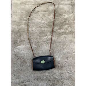 Handmade Ted Gilmer Leather Crossbody Bag with Green Accent